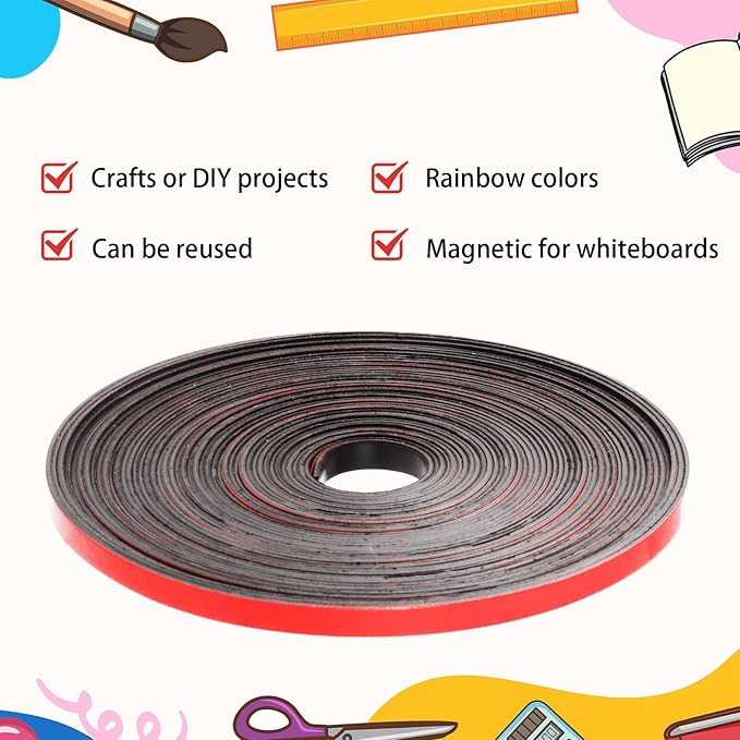 AmazingSpark Magnetic Tape Roll Thin Strips, 1/4 Inch x 33 Feet Magnetic Board - Image 4