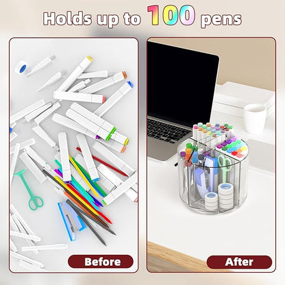 Absonic Pencil Holder for Kids, 360 Rotating Pen Holder for Desk Organizer and - Image 2