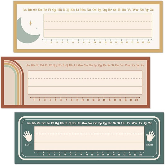 Name Tags for Desks, Retro Students Name Plates, Boho Rainbow Labels for School by Unknown