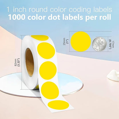 1 Inch Round Color Coding Labels, 1000 Dots Per Roll Yellow Color Coded Dot - Image 2