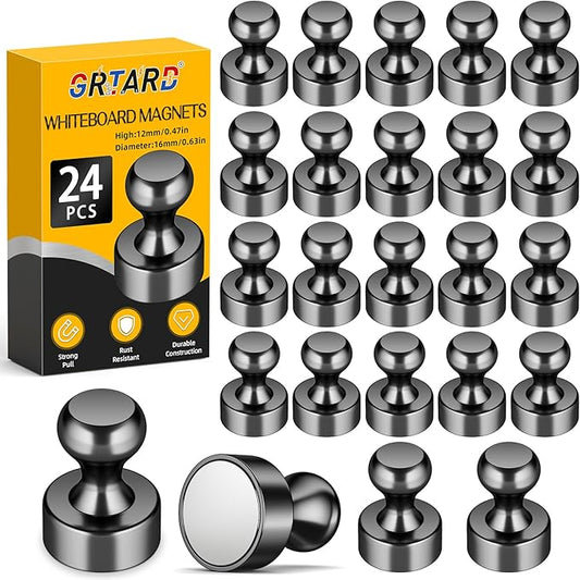 Grtard 24 Pack Magnetic Push Pins, Fridge Magnets by Grtard