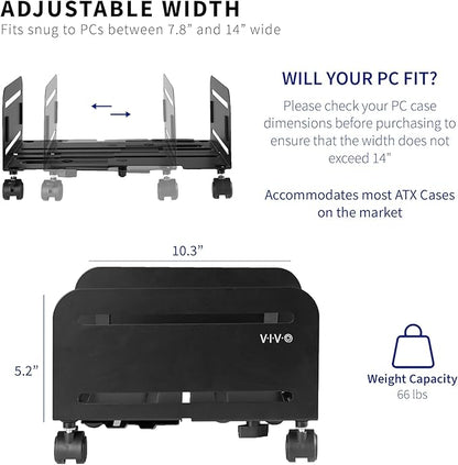 VIVO Large Computer Tower Desktop ATX-Case, CPU Steel Rolling Stand, 7.8 to 14 - Image 2