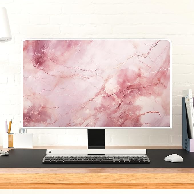 Baocicco Fashion Pink Marble Computer Monitor Dust Cover 22, 25 Inch Full Body - Image 2