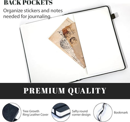 CAGIE Lined Journal for Men Women, Tree Growth Ring Leather Bound Journal - Image 5