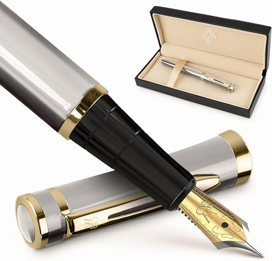 Wordsworth & Black Fountain Pen Set, 18K Gilded Broad Nib, Includes 6 Pack Ink by WordsworthBlack