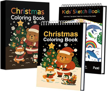 Fuxi Christmas Coloring Books for Kids Ages 8-12, 60 Sheets Blank Sketchbook + - Image 9