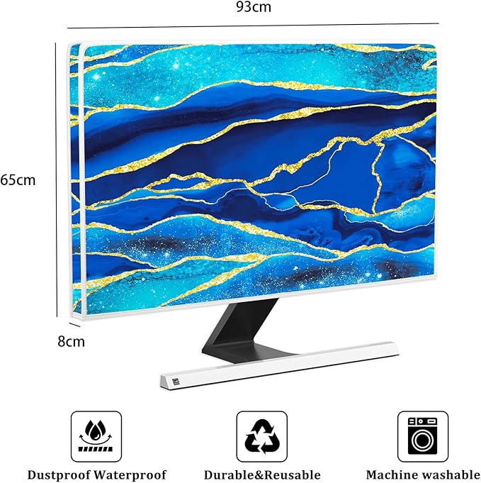 Baocicco Royal Blue Marble Waterproof TV Cover 37, 39 Inch Creative Design - Image 2
