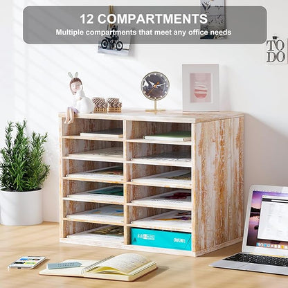 PAG Countertop Mail Sorter Organizer, Wooden Literature Organizer, Student - Image 4