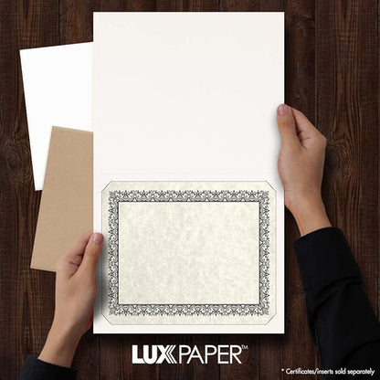 LUXPaper 9.5" x 12" Certificate Holders | White Linen | 100lb. Cover | 250 Qty - Image 3