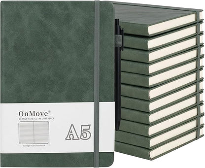 OnMove Notebooks Journal for Women Men 12 Pack Bulk Leather Hardcover by OnMove