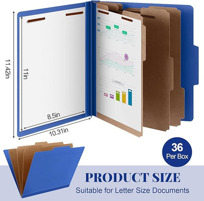 Skyygemm 36 Pcs Classification Folders Letter Size, 3 Divider Pressboard File - Image 2