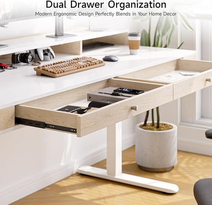 Standing Desk With Drawers, 55x23.6 Inch Electric Stand Up Workstation With - Image 4
