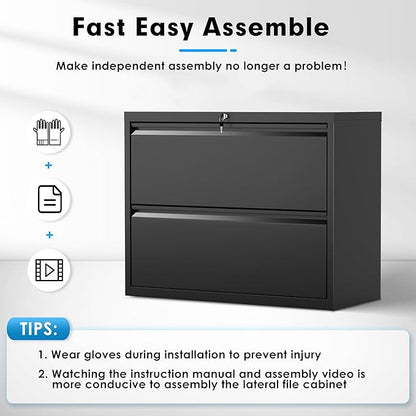 Pataku Lateral File Cabinet, 2 Drawer File Cabinet - Image 9