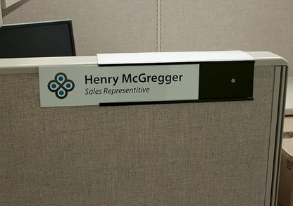 Quality Aluminum, Changeable Cubicle Nameplate Holder, Satin Silver Base - Image 2