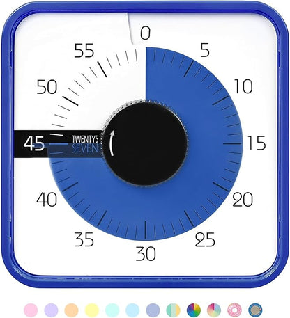 TWENTY5 SEVEN Countdown Timer 7.5 inch; 60 Minute 1 Hour Visual Timer – by TWENTY5SEVEN