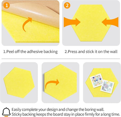 12'' Medium Hexagon Cork-Bulletin Board Tiles Frameless 10 Pack Adhesive - Image 7