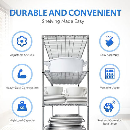 4000 LBS Heavy Duty Wire Rack 48 x 18 x 76, 5-Tier NSF Commercial Rolling Rack - Image 4