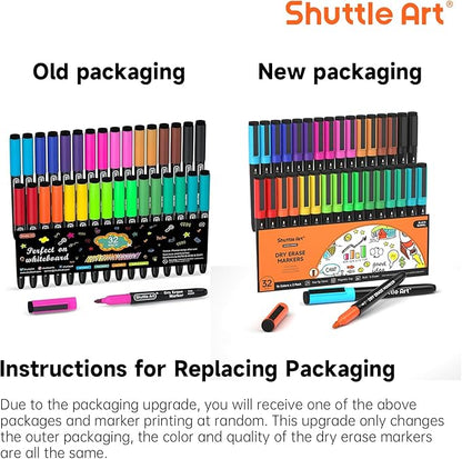 Shuttle Art Dry Erase Markers, 32 Pack 16 Colors Magnetic Whiteboard Markers - Image 2