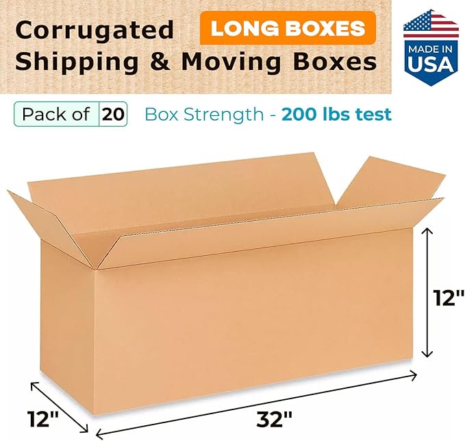 Long Shipping & Moving Boxes 32"L x 12"W x 12"H - Image 2