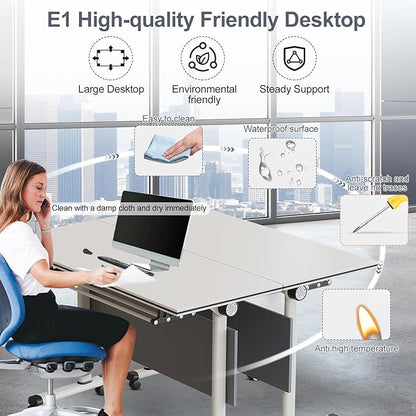 Conference Table, Folding Office Conference Room Tables On Wheels, Flip Top - Image 6