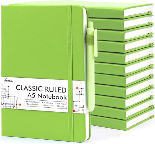 feela 12 Pack Notebooks Journals Bulk, Hardcover Notebook Classic Ruled Lined by feela