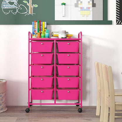 GOFLAME 10-Drawer Rolling Storage Cart, Art Craft Storage Organizer on Wheels - Image 8