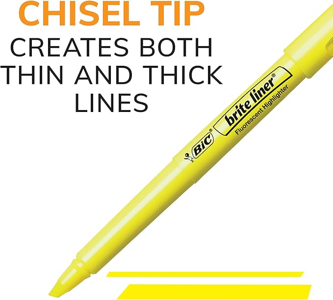 BIC Brite Liner Highlighters, Chisel Tip, 24-Count Pack of Yellow Highlighters - Image 3