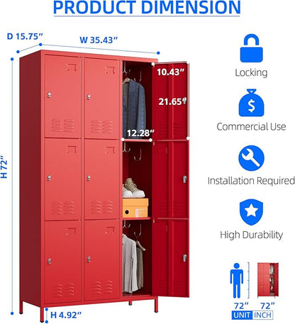 SUPEER 9 Doors Metal Locker - Image 3