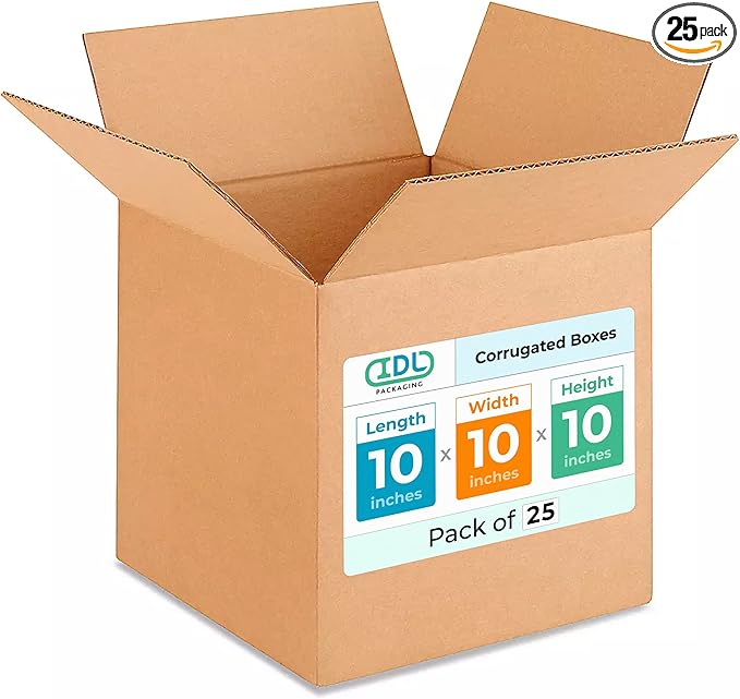 Medium Cube Moving & Shipping Boxes 10"L x 10"W x 10"H by IDLPackaging