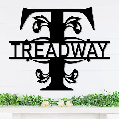 Personalized Metal Name Signs, Split Letter Monogram Wall Decor, Custom Last by Unknown