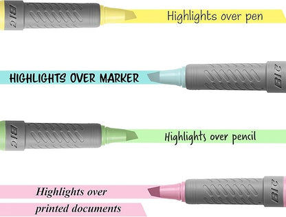 BIC Brite Liner Grip Pastel Highlighter Set, Chisel Tip, 12-Count Pack of - Image 2