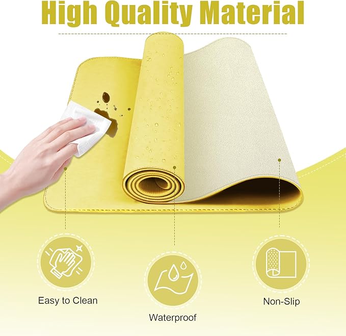Leather Desk Pad Protector, 47.2'' x 23.6'', Suede Base Sewing Desk Blotter - Image 3
