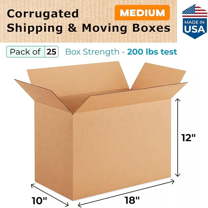 Medium Shipping & Moving Boxes 18"L x 10"W x 12"H - Image 2