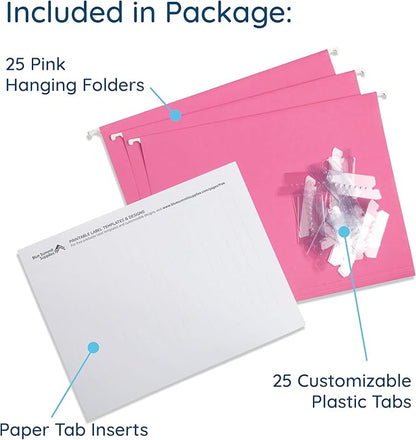 Blue Summit Supplies 25 Pink Hanging File Folders Letter Size, Reinforced - Image 2