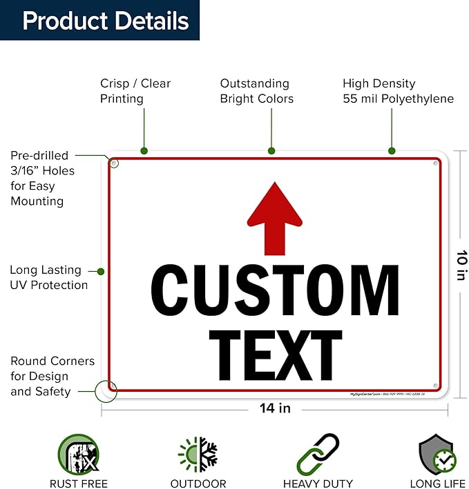 Custom Arrow, Custom Directional Sign, Up Arrow, 10x14 Inches, 55 mil thick HDPE - Image 6