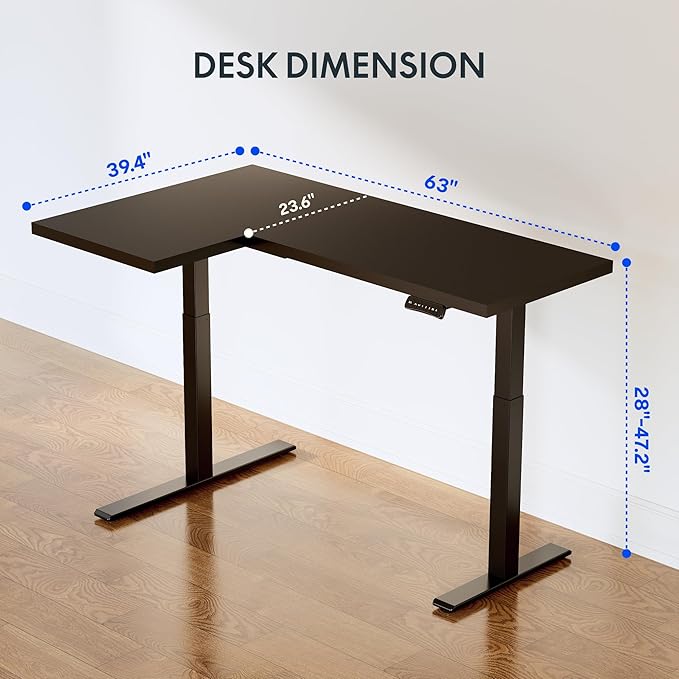 FLEXISPOT 63 inch L-Shaped Standing Desk, Electric Height Adjustable Desk - Image 3