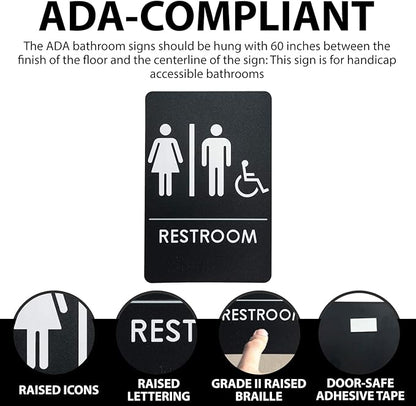 USA Made - Men's and Women's Restroom Signs ADA-Compliant Bathroom Door Signs - Image 7