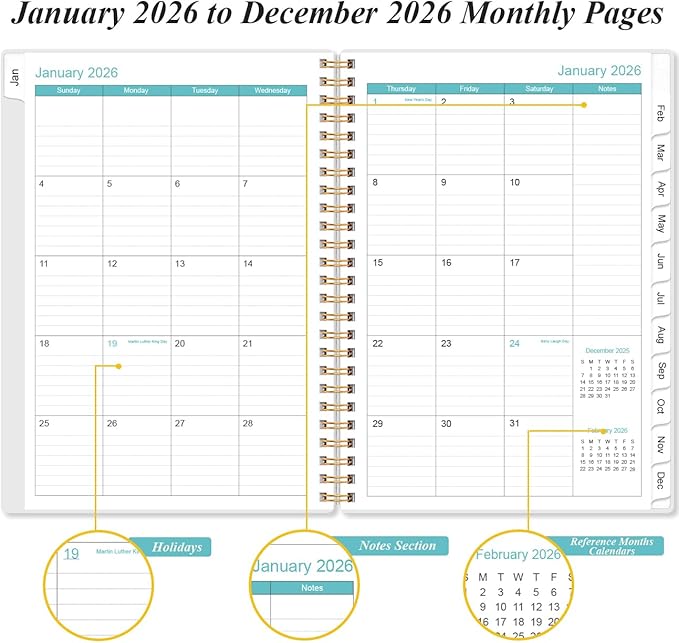 Planner 2026 - A5 Weekly & Monthly Planner Spiral Bound, January 2026 to - Image 4