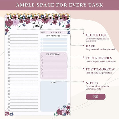 Thboxes 60 Pages To Do List Notepad, 6.7” X 9.8” To Do List Notebook Tear Off - Image 2