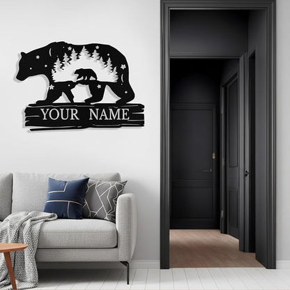 Custom Bear Metal Sign, Custom Bear Metal Wall Art Decor, Personalized Last - Image 5