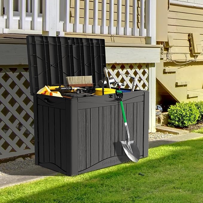Yardgrace 50 Gallon Plus Outdoor Storage Box, Waterproof Resin Deck Box - Image 6