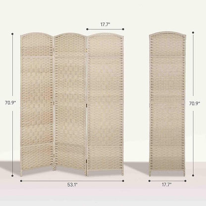 HOMCOM 3 Panel Room Divider, Hand-Woven Freestanding Wall Partition - Image 7