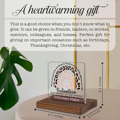 Volunteer Appreciation Gift Desk Sign Leopard Rainbow Decor, Motivational Thank - Image 4
