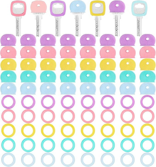Blulu 80 Pieces 1Inch Colored Key Covers Caps Tags Covers Set Plastic Key Color by Blulu
