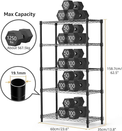 M MZG 1250 lbs Storage Shelving Utility Shelving Unit 5-Tier Utility Shelving - Image 3