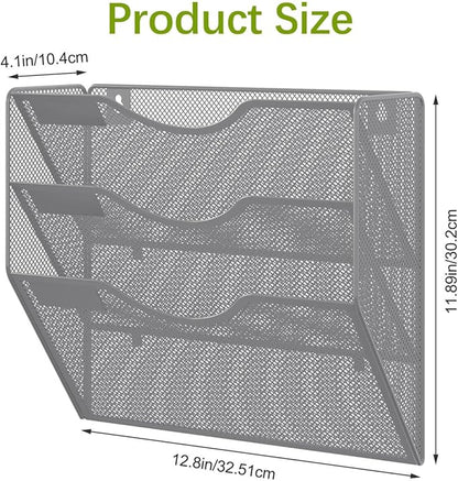 EasyPAG Hanging Wall File Organizer, 3 Pocket Wall Mounted Mail Organizer - Image 8
