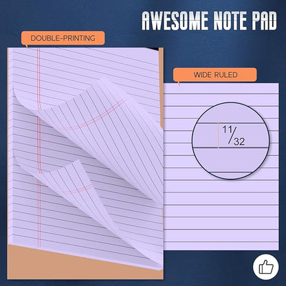 Purple Legal Pad 8.5 x 11 Wide Ruled Note Pads, 3 Pack Notepads 8.5 x 11 Lined - Image 3