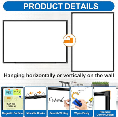 H-Qprobd 6'x4' Large Magnetic White Board Dry Erase Whiteboard - Image 2