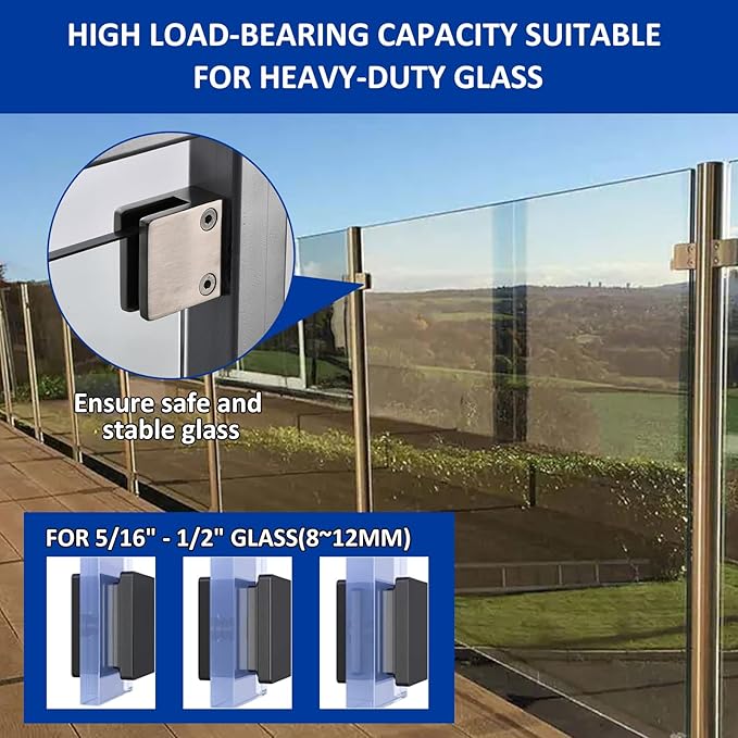 GOSURE 4PCS Adjustable Glass Shelf Bracket, 1/3"-1/2" 304 Stainless Steel - Image 3
