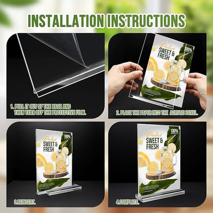 Acrylic Sign Holder 5x7, 25 Pack Clear Double Sided Table Menu Vertical Display - Image 7